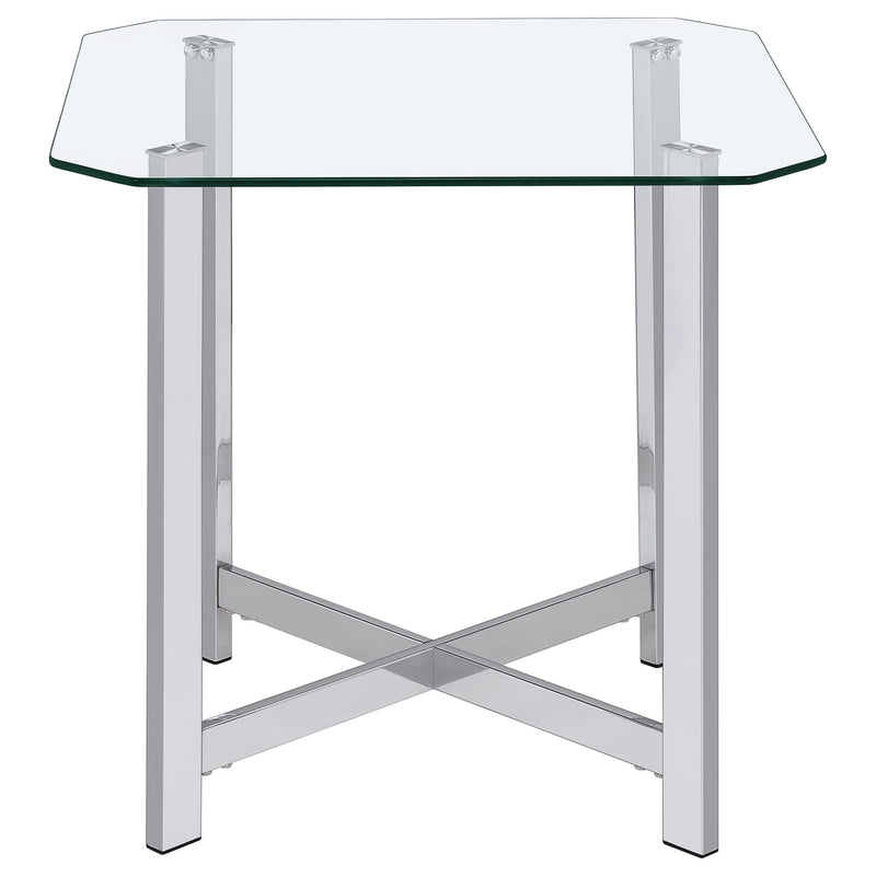 Cronin 3-piece Tempered Glass Top Coffee Table Set Chrome