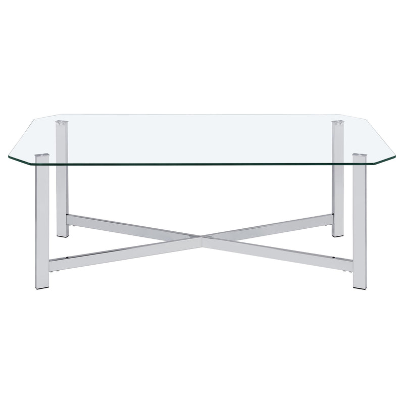 Cronin 3-piece Tempered Glass Top Coffee Table Set Chrome