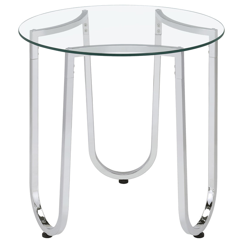 Beller 2-piece Round Tempered Glass Top Coffee Table Set Chrome