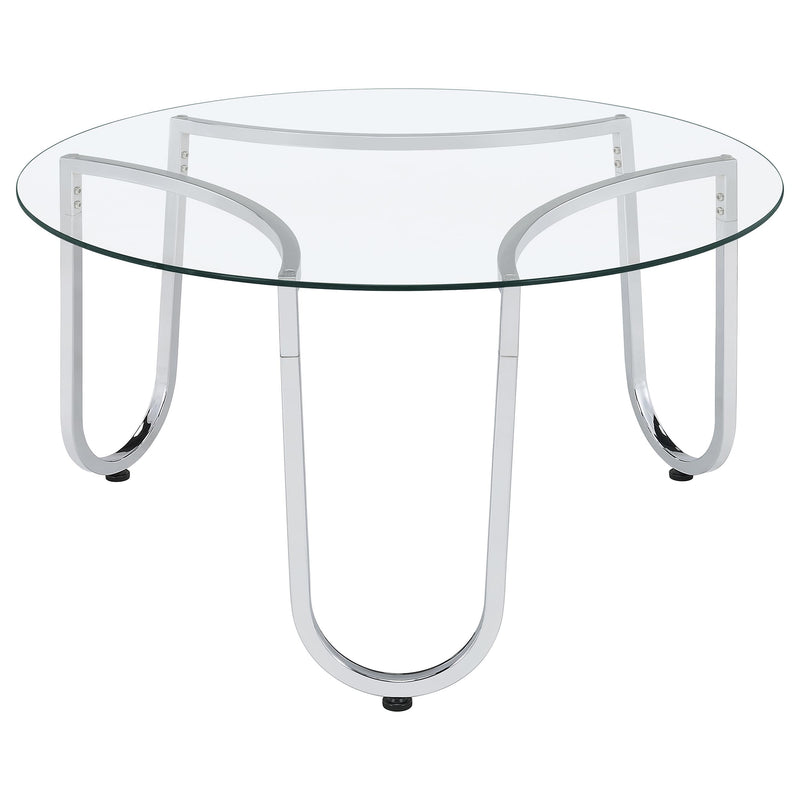 Beller 2-piece Round Tempered Glass Top Coffee Table Set Chrome