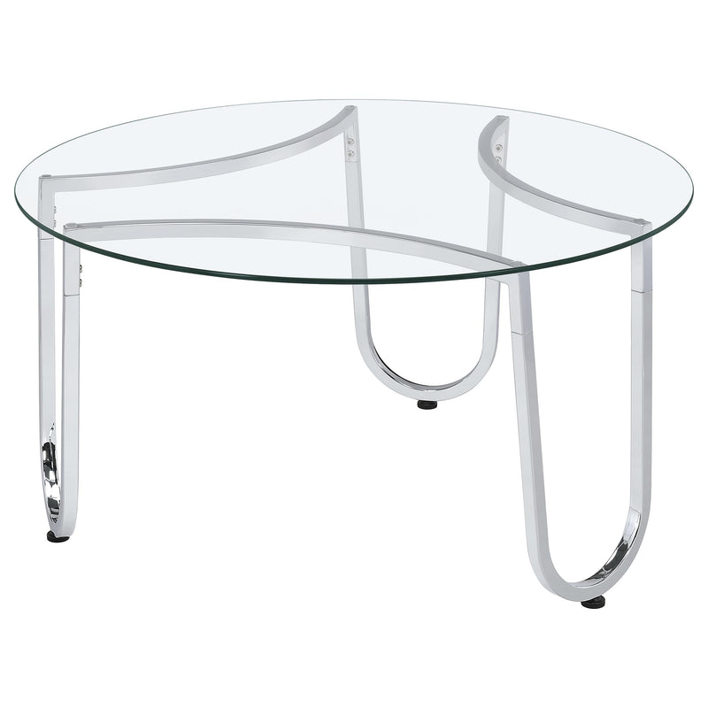 Beller 3-piece Round Tempered Glass Top Coffee Table Set Chrome