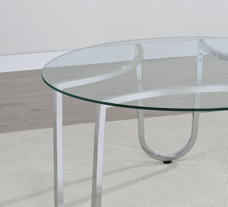 Beller 3-piece Round Tempered Glass Top Coffee Table Set Chrome