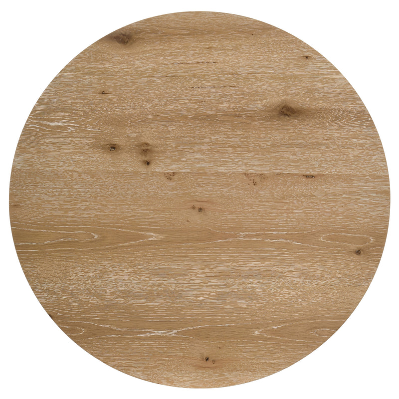 Kessler 2-piece Round Sculptural Wood Coffee Table Set Light Oak