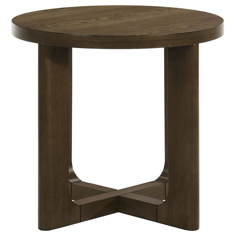 Kessler 2-piece Round Sculptural Wood Coffee Table Set Brown
