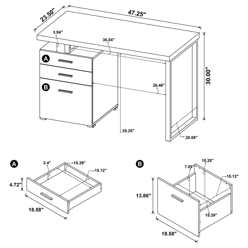 Brennan 47-inch 3-drawer Office Computer Desk Mango