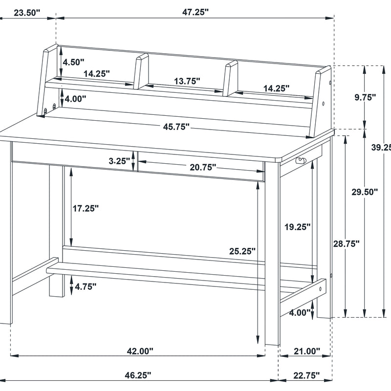 Besler 47-inch SmartTop Writing Desk with Shelf Cement and Natural