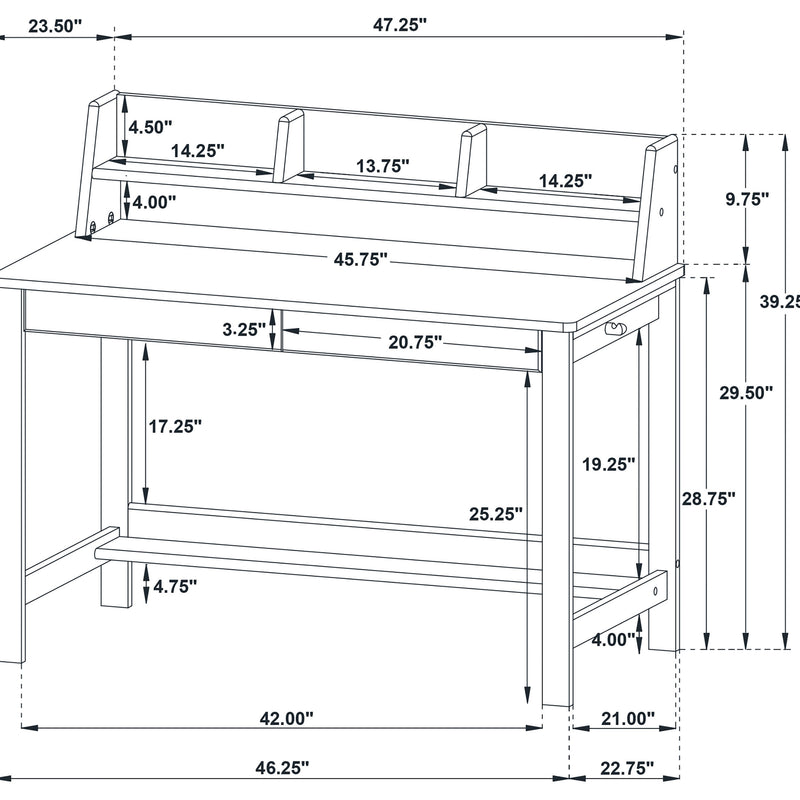 Besler 47-inch SmartTop Writing Desk with Shelf Grey Stone and Black