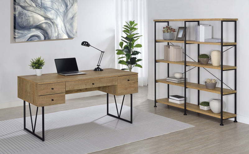 Analiese 63-inch 4-shelf Double Bookshelf Mango