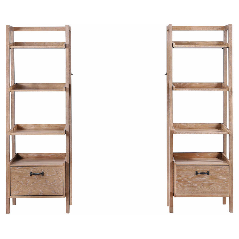Fabian 2-piece 3-shelf Bookshelf with Drawer Distressed Light Brown