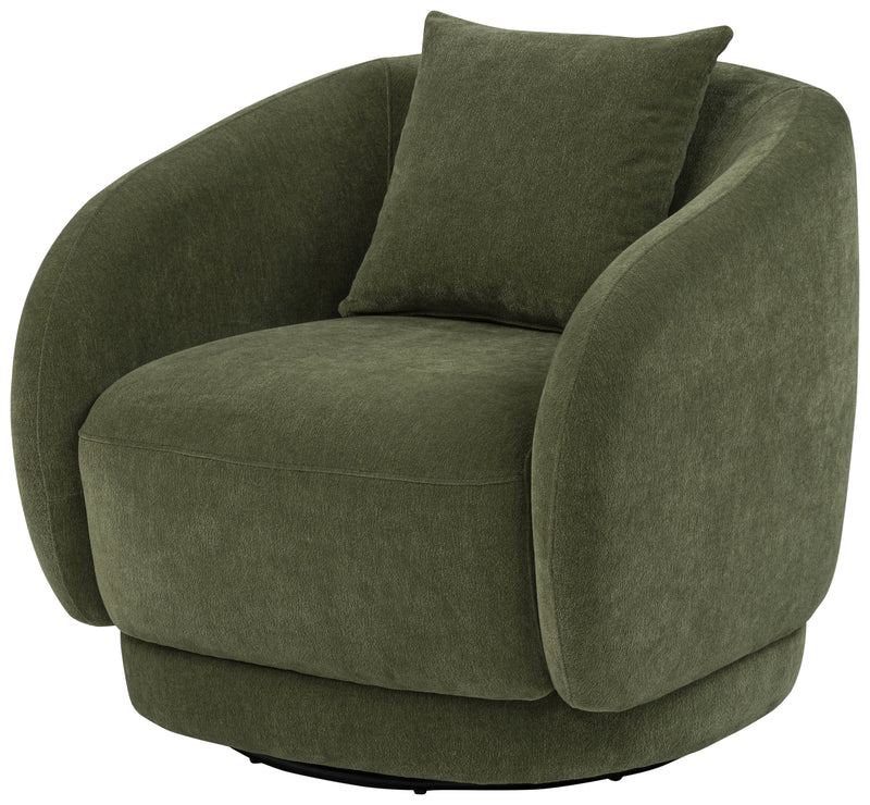 Arnaud Chenille Upholstered Swivel Accent Chair Green