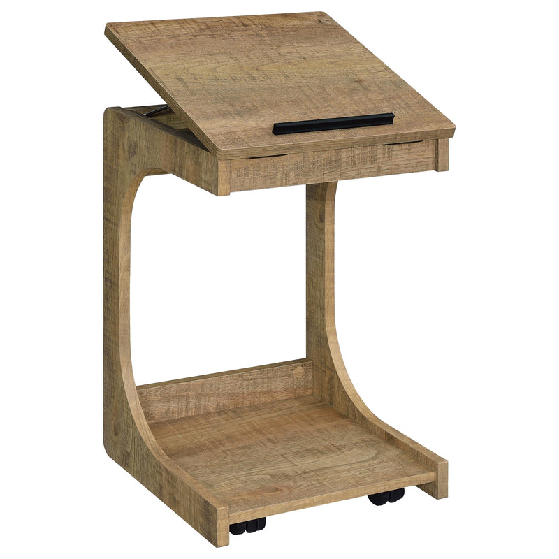 Ralston C-Shaped Lift-Top Sofa Side Table With Casters Mango