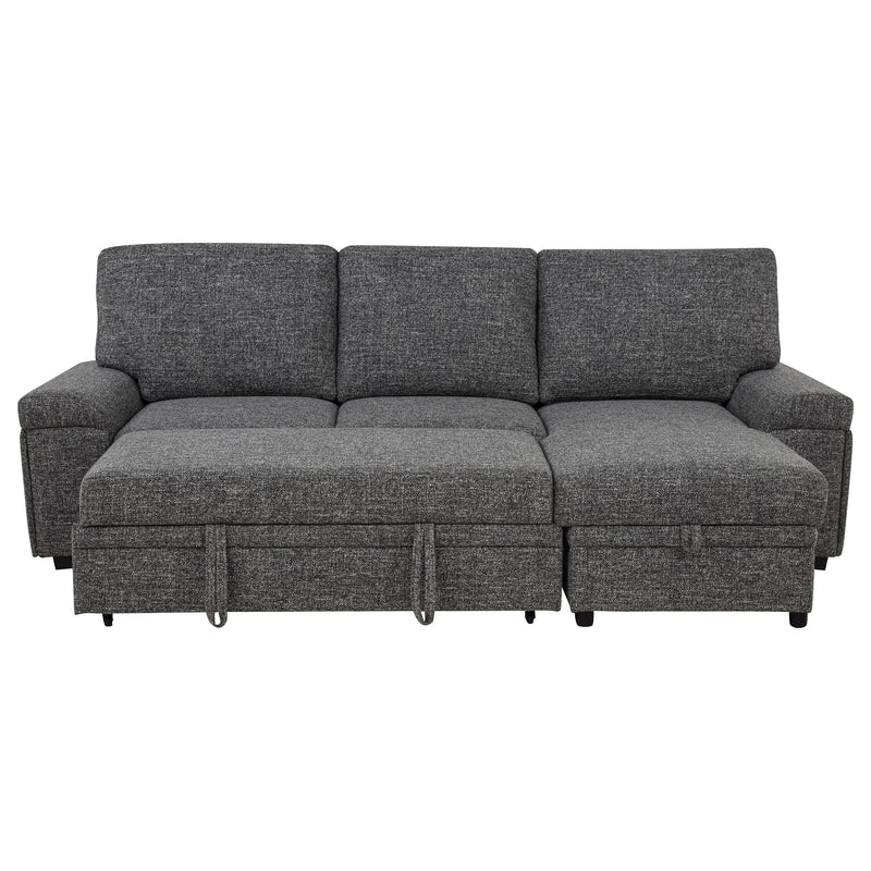Demko Sleeper Sectional Sofa with Speaker and Storage Chaise Granite