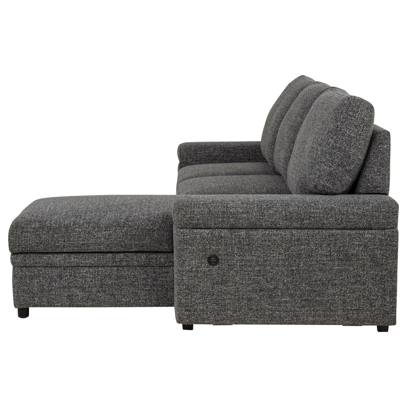 Demko Sleeper Sectional Sofa with Speaker and Storage Chaise Granite