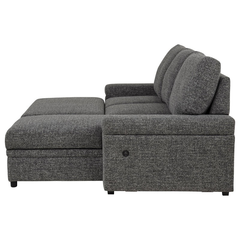 Demko Sleeper Sectional Sofa with Speaker and Storage Chaise Granite