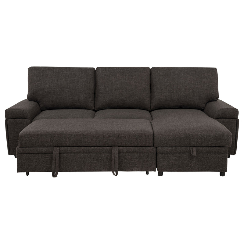 Demko Sleeper Sectional Sofa with Speaker and Storage Chaise Brown