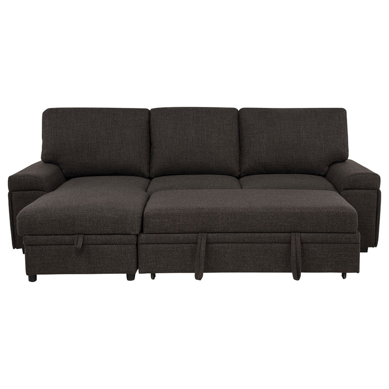 Demko Sleeper Sectional Sofa with Speaker and Storage Chaise Brown