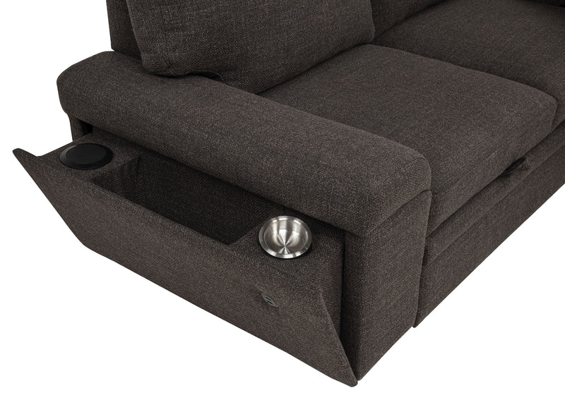 Demko Sleeper Sectional Sofa with Speaker and Storage Chaise Brown