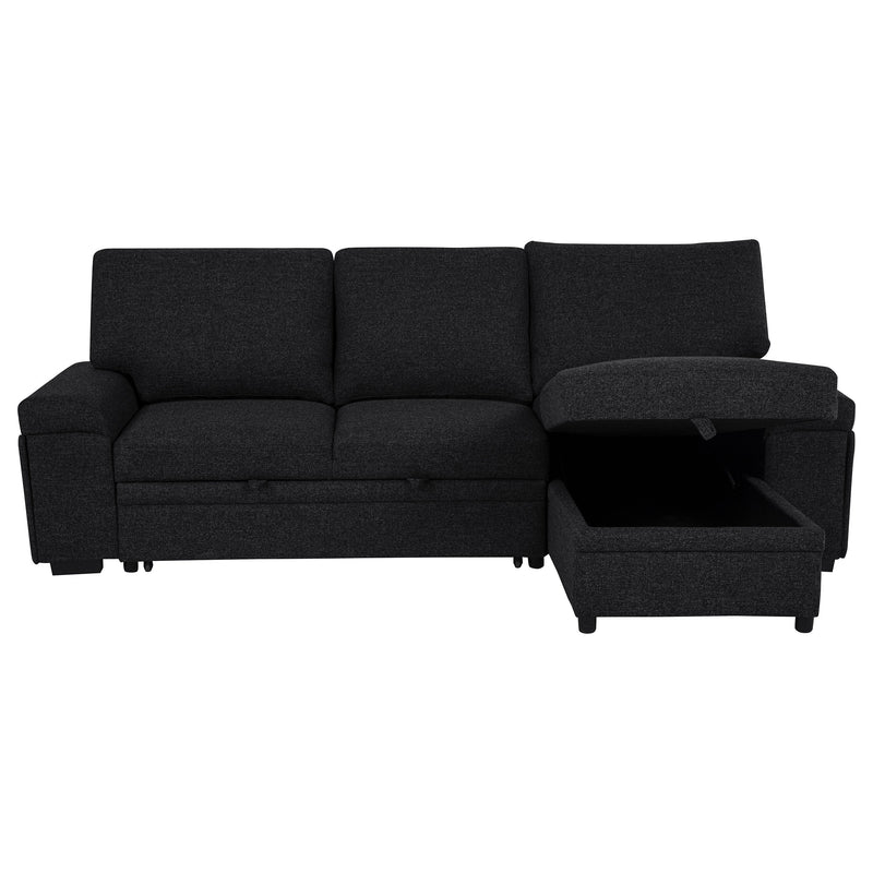 Demko Sleeper Sectional Sofa with Speaker and Storage Chaise Black