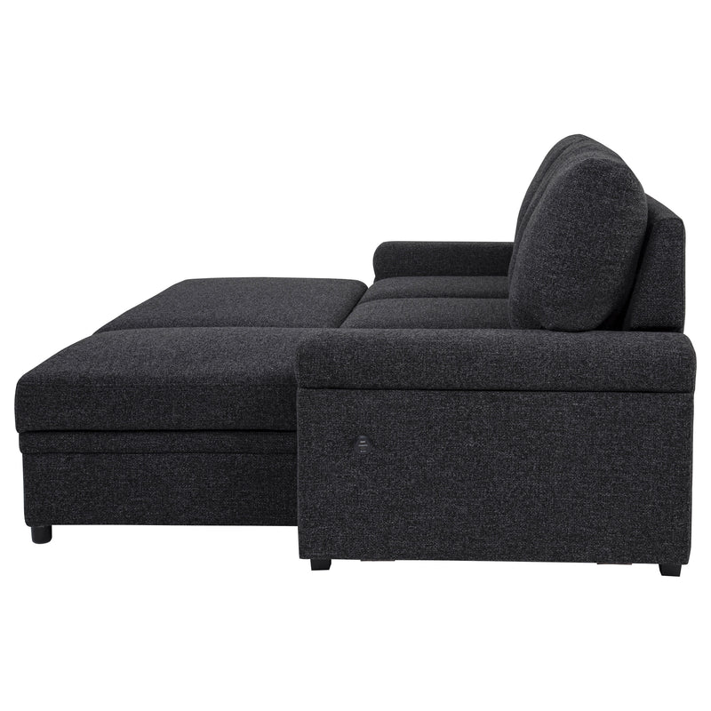 Demko Sleeper Sectional Sofa with Speaker and Storage Chaise Black