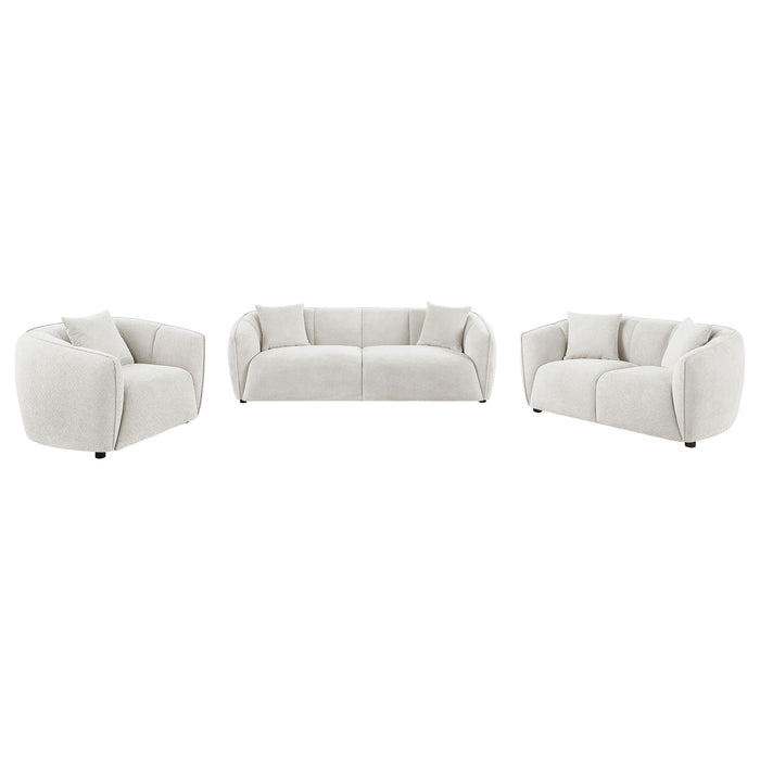 Aleisha 3-piece Chenille Upholstered Sofa Set Ivory