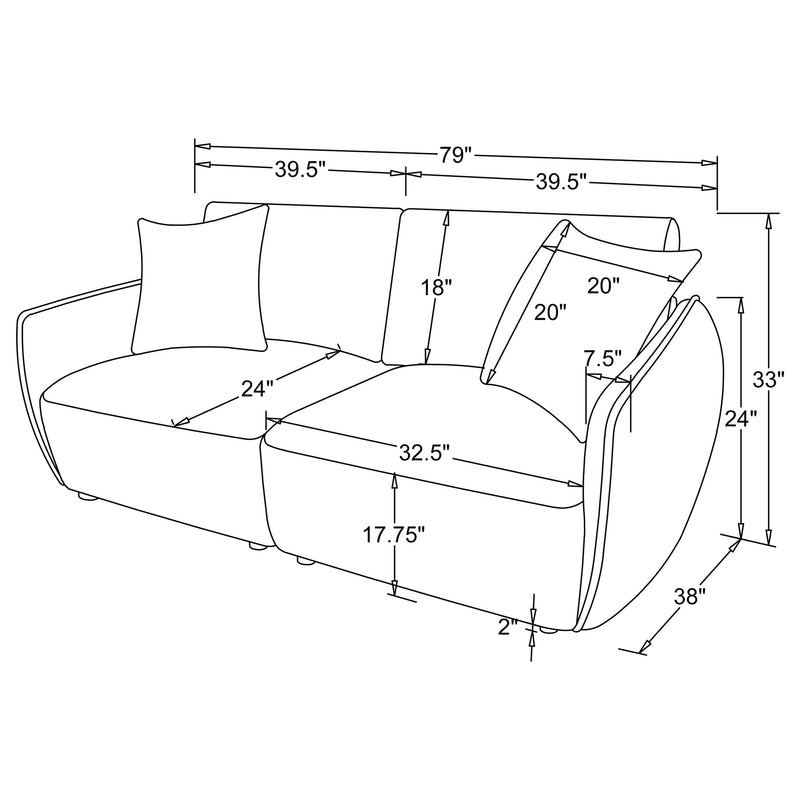 Elysia Chenille Upholstered Modular Lounge Loveseat Coral