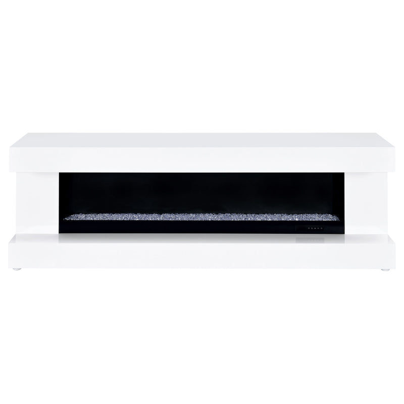 Mallory TV Stand Fireplace Console Bluetooth Speaker White High Gloss