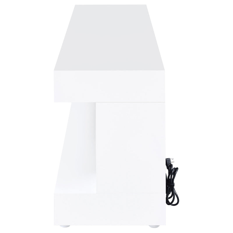 Mallory TV Stand Fireplace Console Bluetooth Speaker White High Gloss