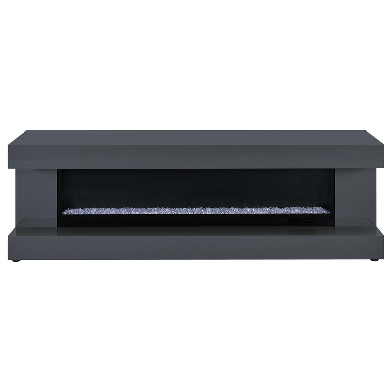 Mallory TV Stand Fireplace Console Bluetooth Speaker Grey High Gloss