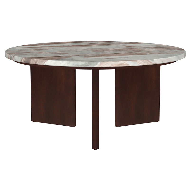 Jenna 3-piece Round Marble Top Coffee Table Set Brown