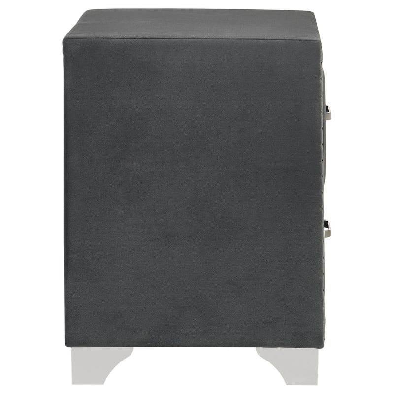 Melody Upholstered 2-drawer Nightstand Grey