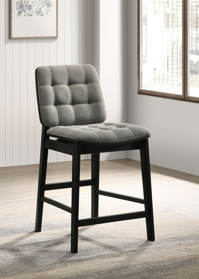 Redbridge Velvet Upholstered Counter Chair Grey and Black (Set of 2)
