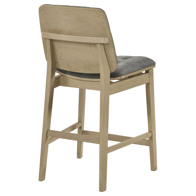 Redbridge Velvet Upholstered Counter Chair Grey and Natural Oak (Set of 2)