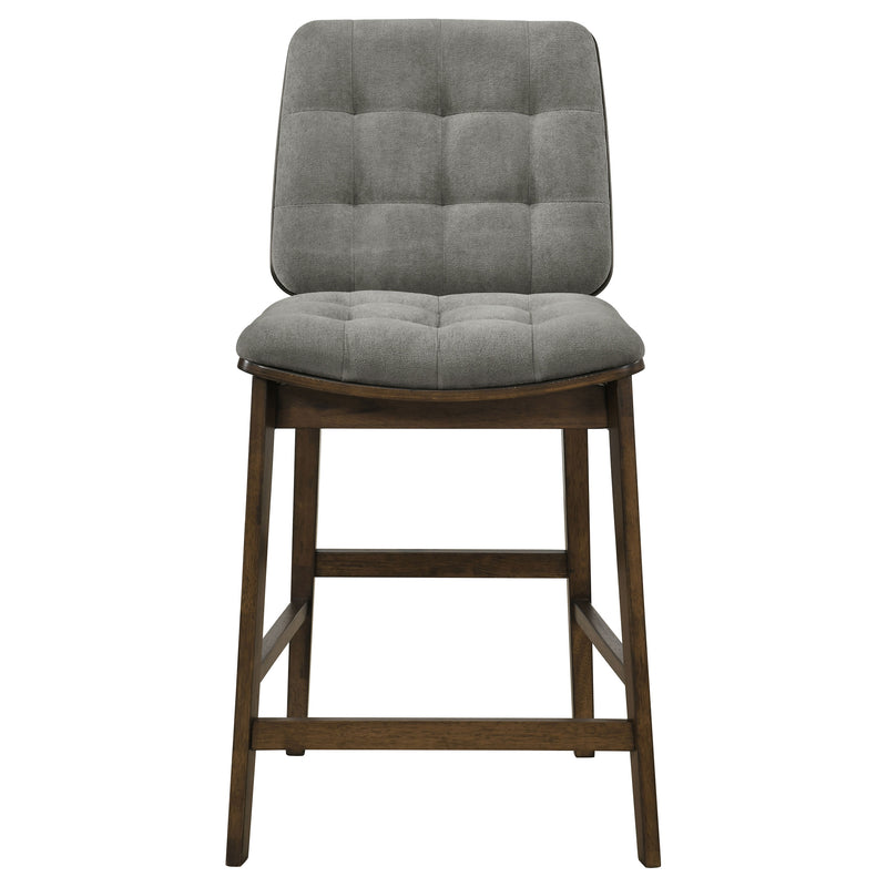 Redbridge Velvet Upholstered Counter Chair Grey and Walnut (Set of 2)