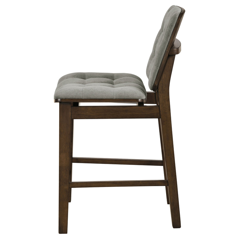 Redbridge Velvet Upholstered Counter Chair Grey and Walnut (Set of 2)