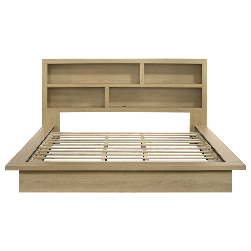 Hendricks Eastern King Bookcase Headboard Platform Bed Light Oak