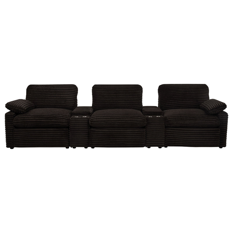 Collins 5-Piece Power Reclining Home Theater Seating Chocolate Brown