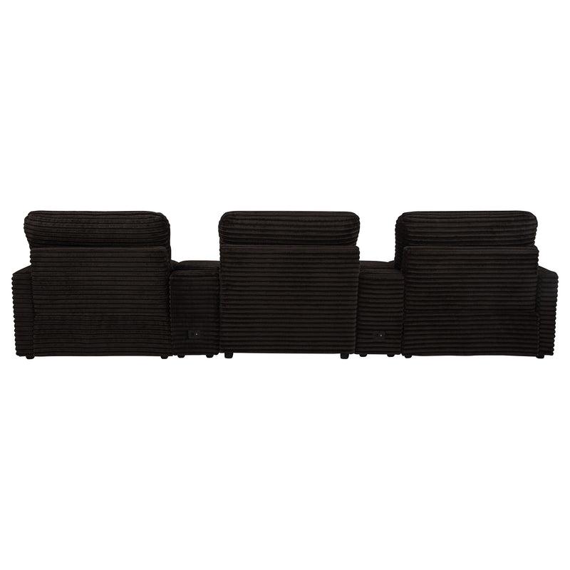 Collins 5-Piece Power Reclining Home Theater Seating Chocolate Brown