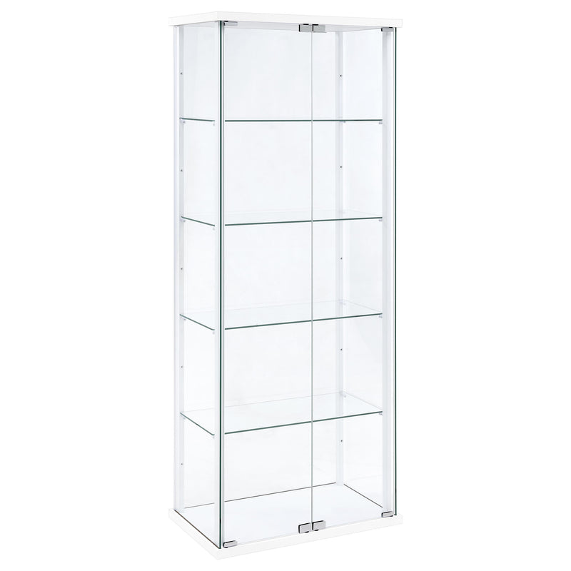 Delphinium 4-Shelf Clear Glass Curio Display Cabinet White