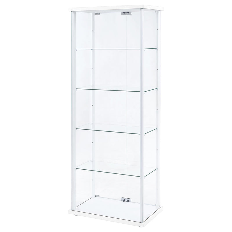Delphinium 4-Shelf Clear Glass Curio Display Cabinet White