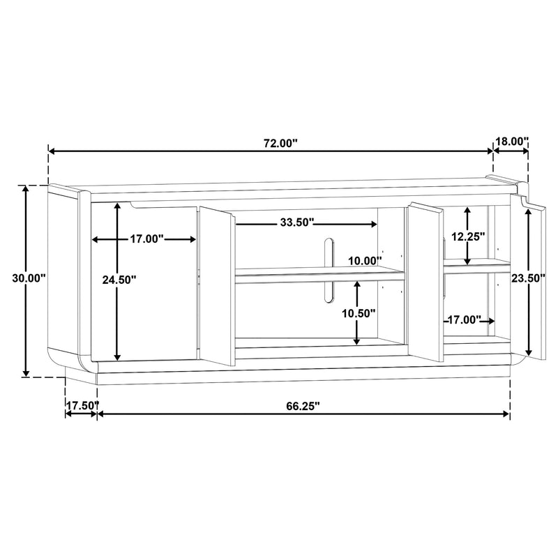 Leandro 72-inch 4-door TV Stand Media Console Burnished Black