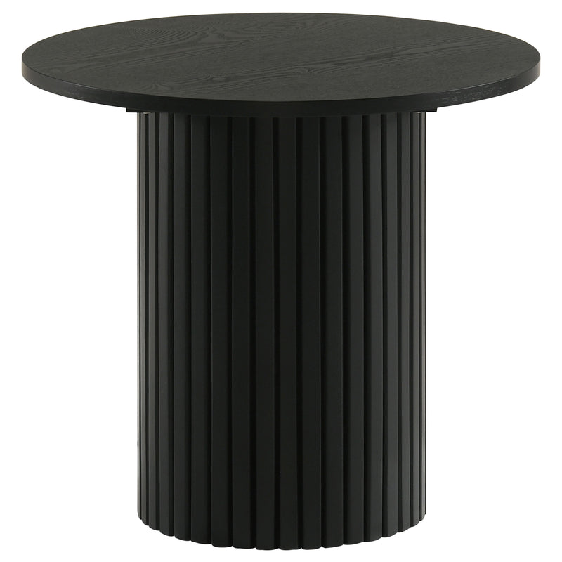 Hamlyn 2-piece Round Fluted Coffee and End Table Set Black