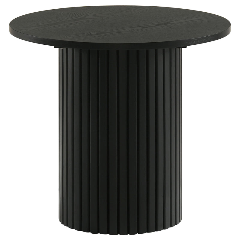 Hamlyn 3-piece Round Fluted Coffee and End Table Set Black
