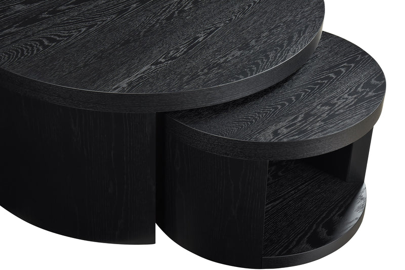 Sweeney 2-piece Round Wood Occasional Nesting Table Set Black