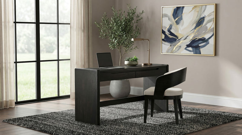 Leandro 2-drawer Home Office Writing Desk Burnished Black