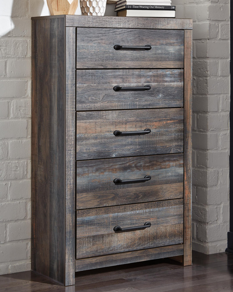 Drystan Queen Panel Bed with 4 Storage Drawers, Dresser, Mirror, Chest and Nightstand