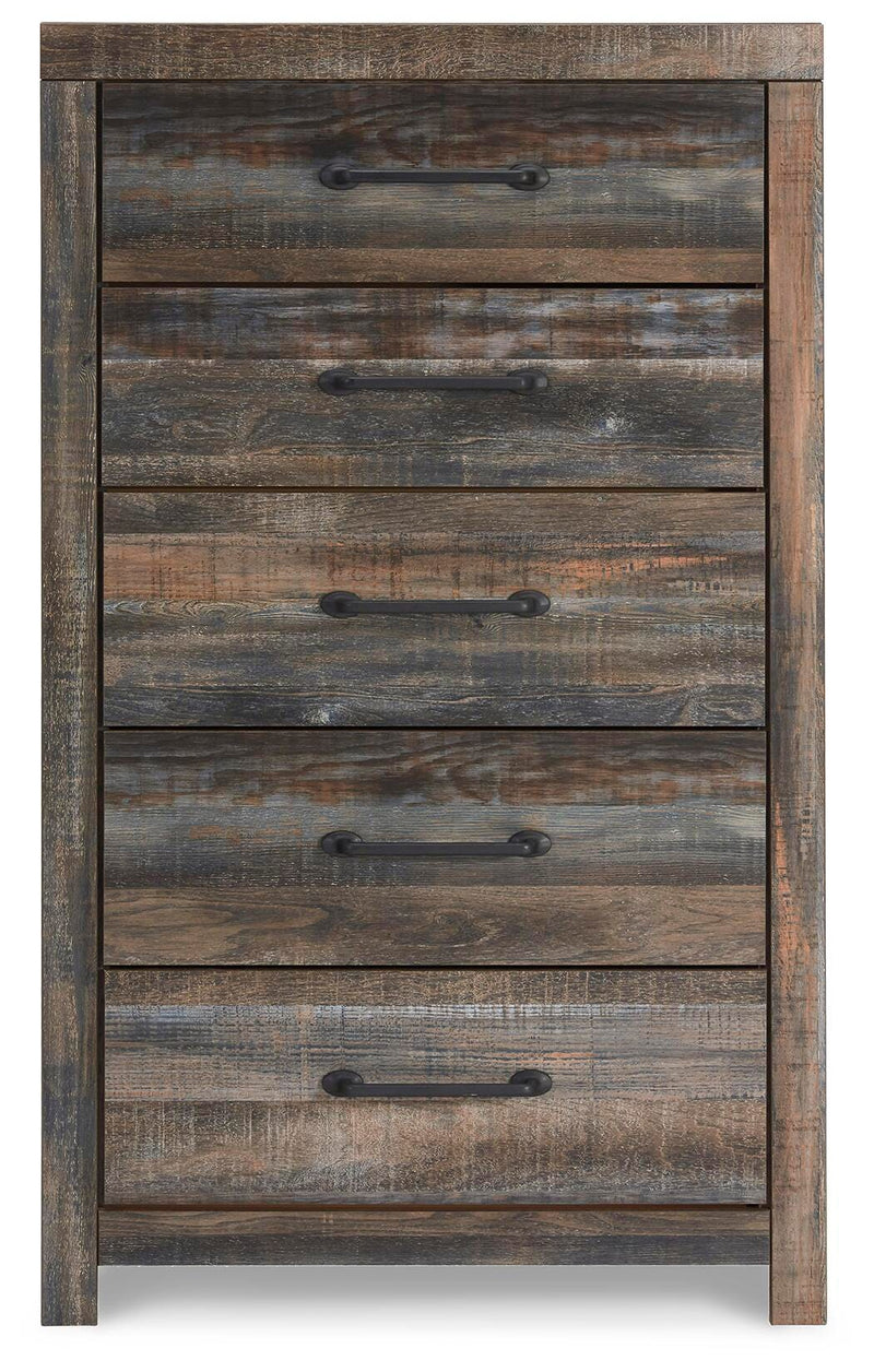 Drystan Full Bookcase Bed with 4 Storage Drawers with Mirrored Dresser, Chest and Nightstand