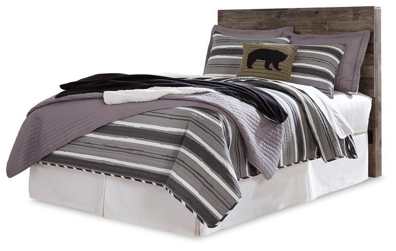 Derekson Full Panel Headboard Bed with Mirrored Dresser, Chest and Nightstand