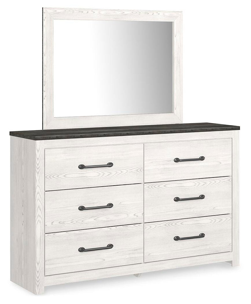 Gerridan King Panel Bed with Mirrored Dresser, Chest and Nightstand