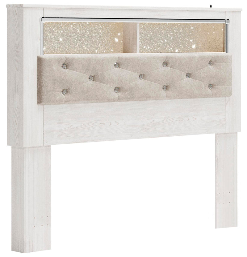 Altyra Queen Bookcase Headboard Bed with Mirrored Dresser