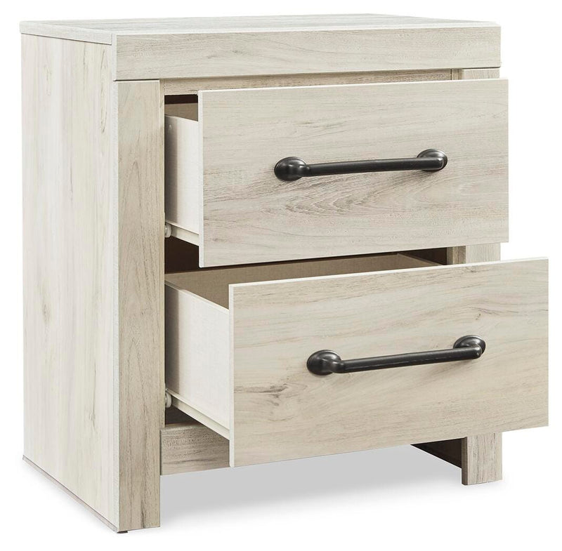 Cambeck Queen Panel Bed with 2 Storage Drawers with Mirrored Dresser and Nightstand